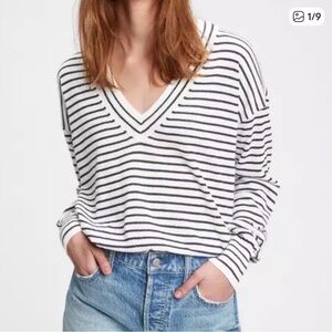 Gap Linen Blend Lightweight V Neck Knit Sweater Knitwear Large